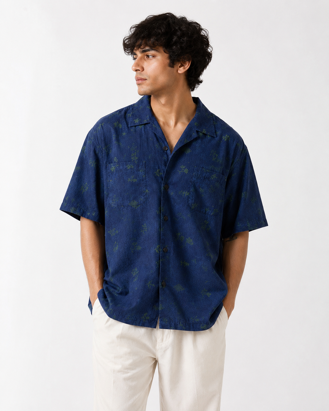 Indigo Garden Linen Twill Shirt